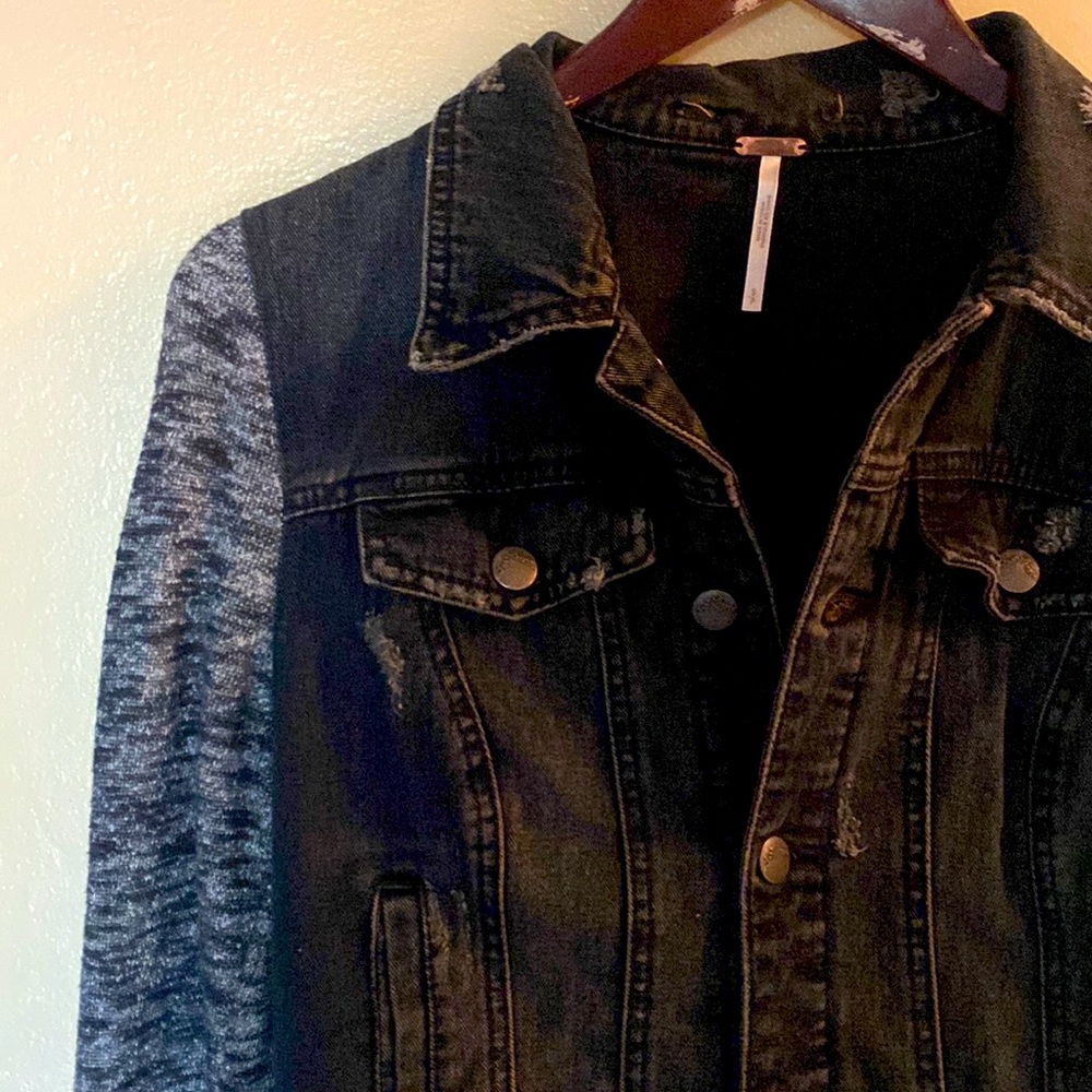 Free people black denim jacket
